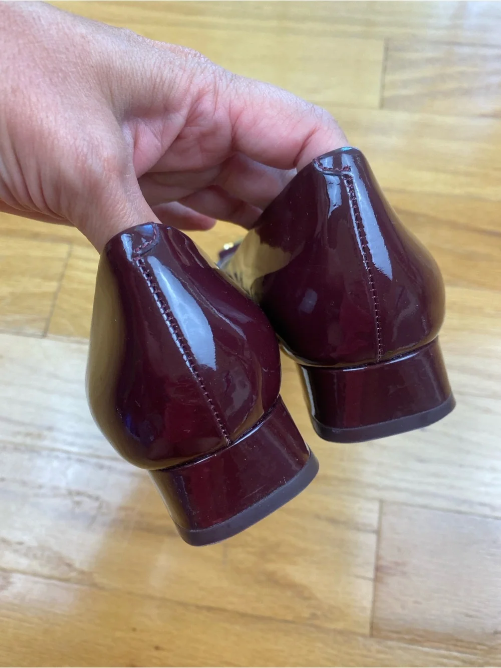 Tory Burch Gigi Pump Soft Patent Leather Low Heels Burgundy Oxblood  Women’s 7.5